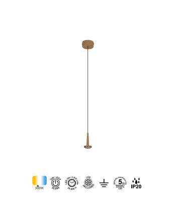 ANDRÓMEDA * Colgante LED 5W 3000K W/T Cristal